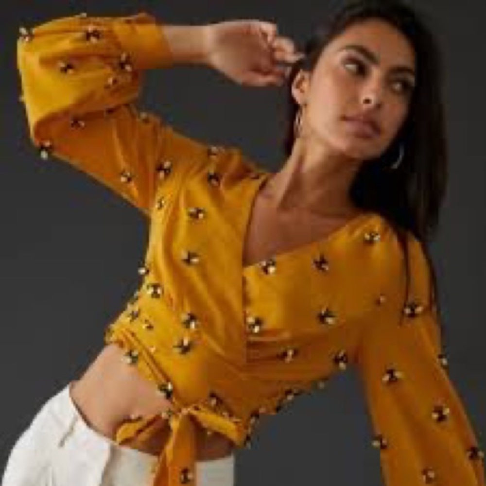 Maeve Longsleeve Bumblebee Wrap Top, size 4